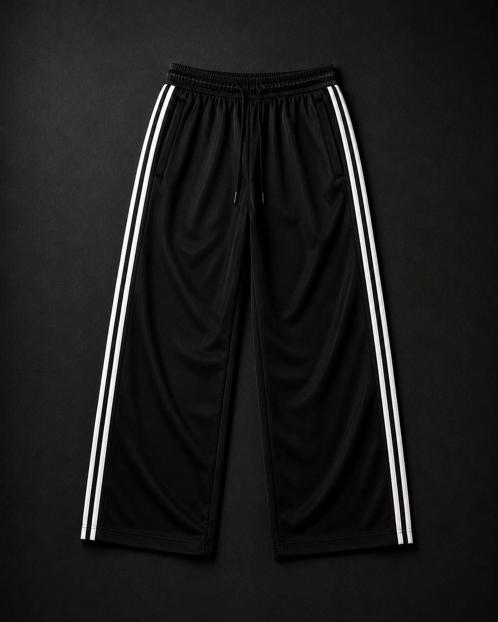 Classic Black Track Pants — Wide Leg Streetwear