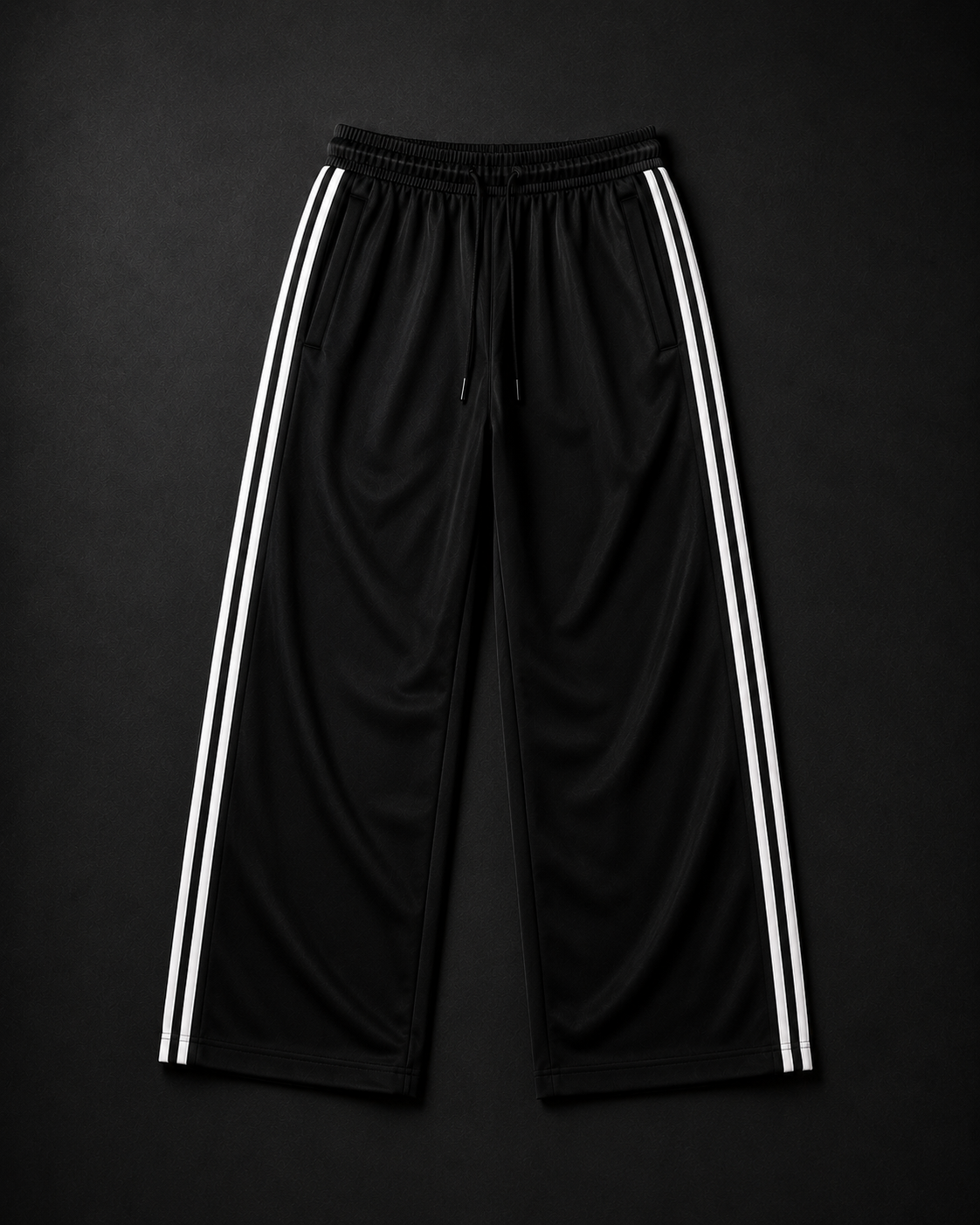 Classic Black Track Pants — Wide Leg Streetwear